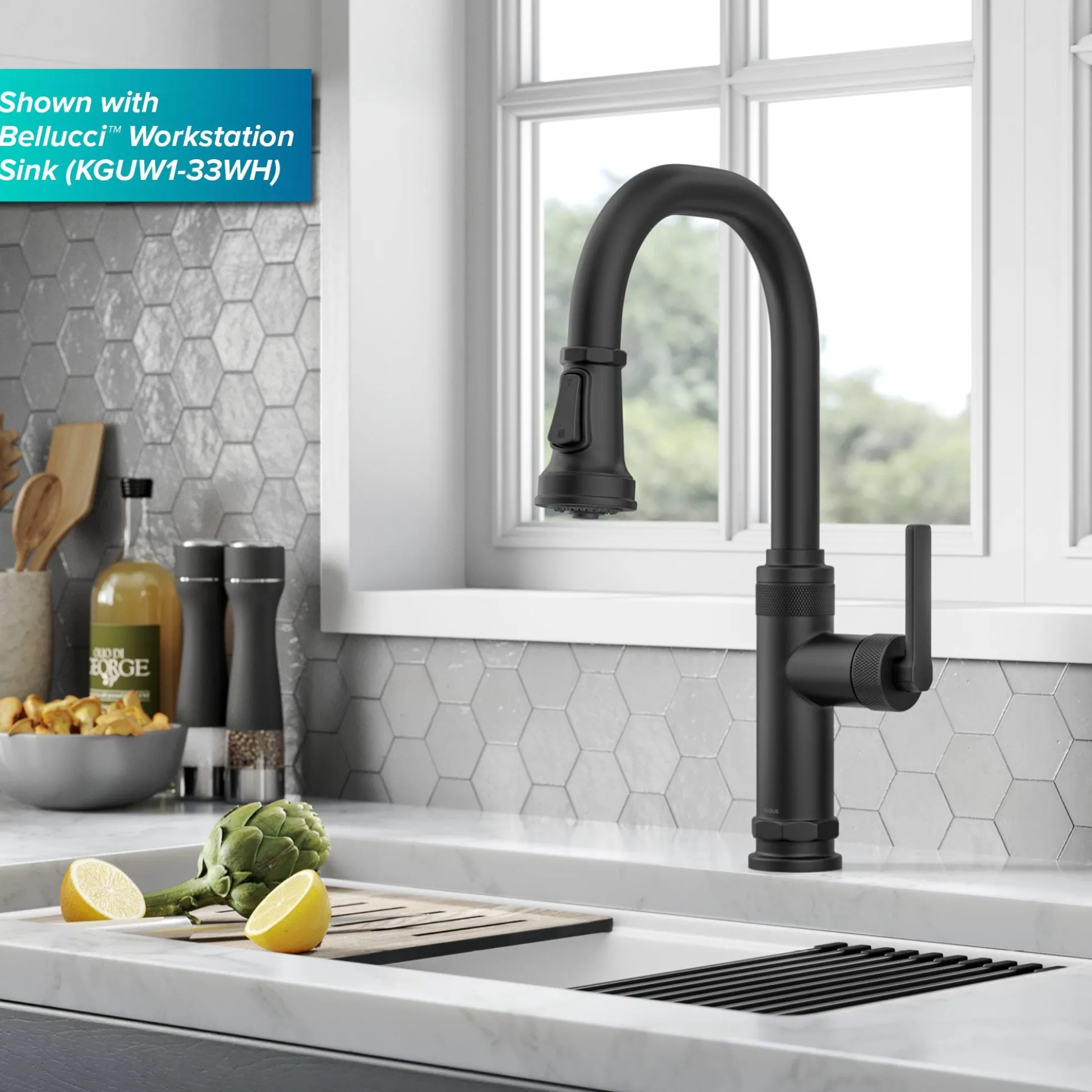 Industrial Pull-Down Single Handle Kitchen Faucet in Matte Black