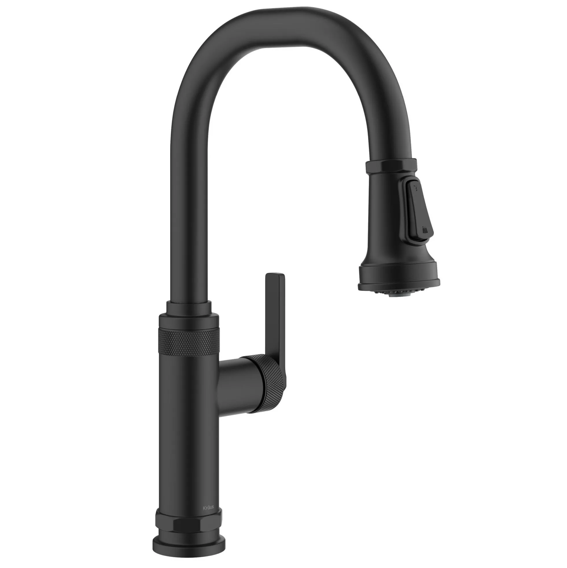 Industrial Pull-Down Single Handle Kitchen Faucet in Matte Black