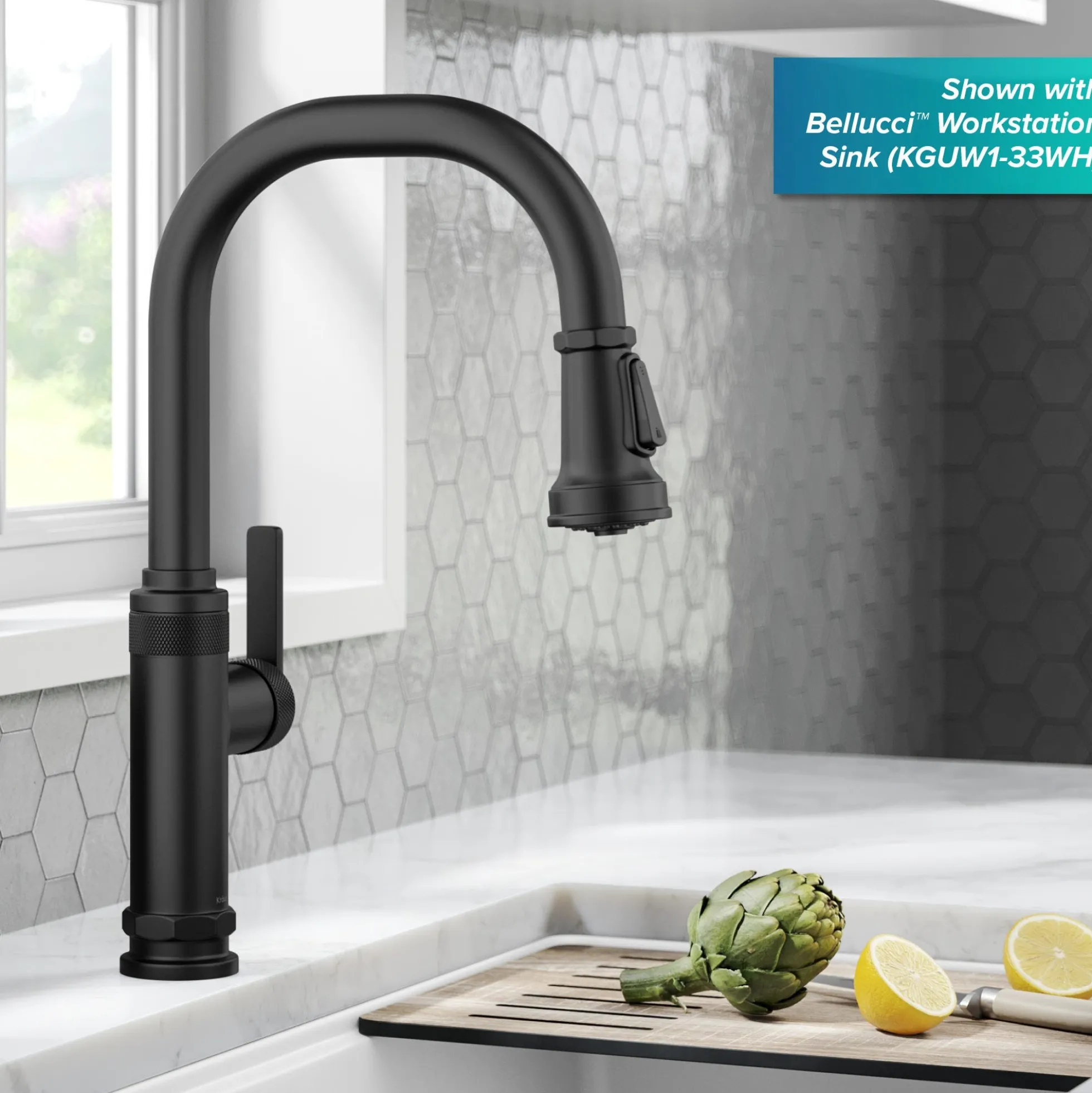 Industrial Pull-Down Single Handle Kitchen Faucet in Matte Black