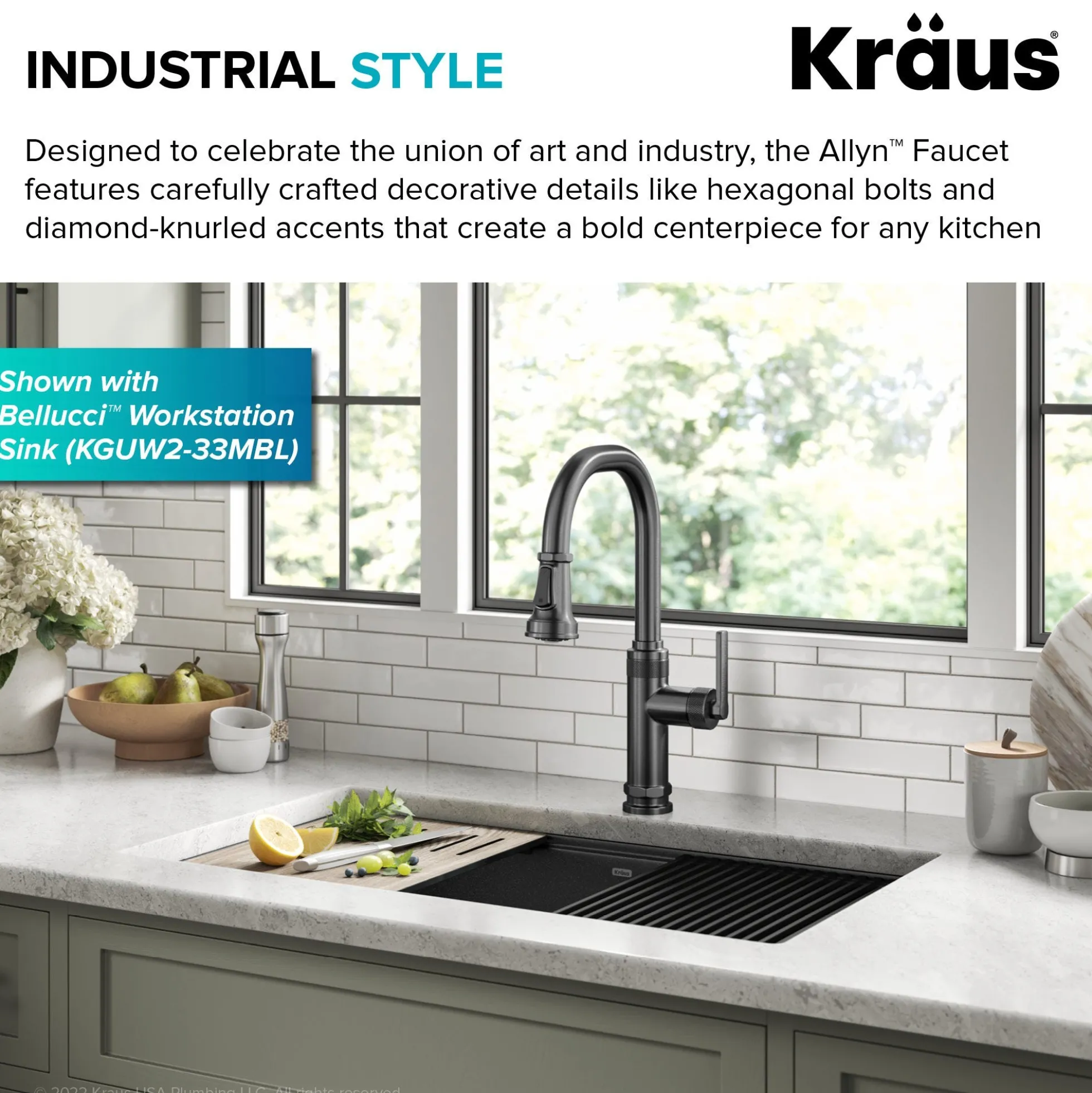 Industrial Pull-Down Single Handle Kitchen Faucet in Spot-Free Black Stainless Steel