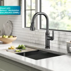 Industrial Pull-Down Single Handle Kitchen Faucet in Spot-Free Black Stainless Steel