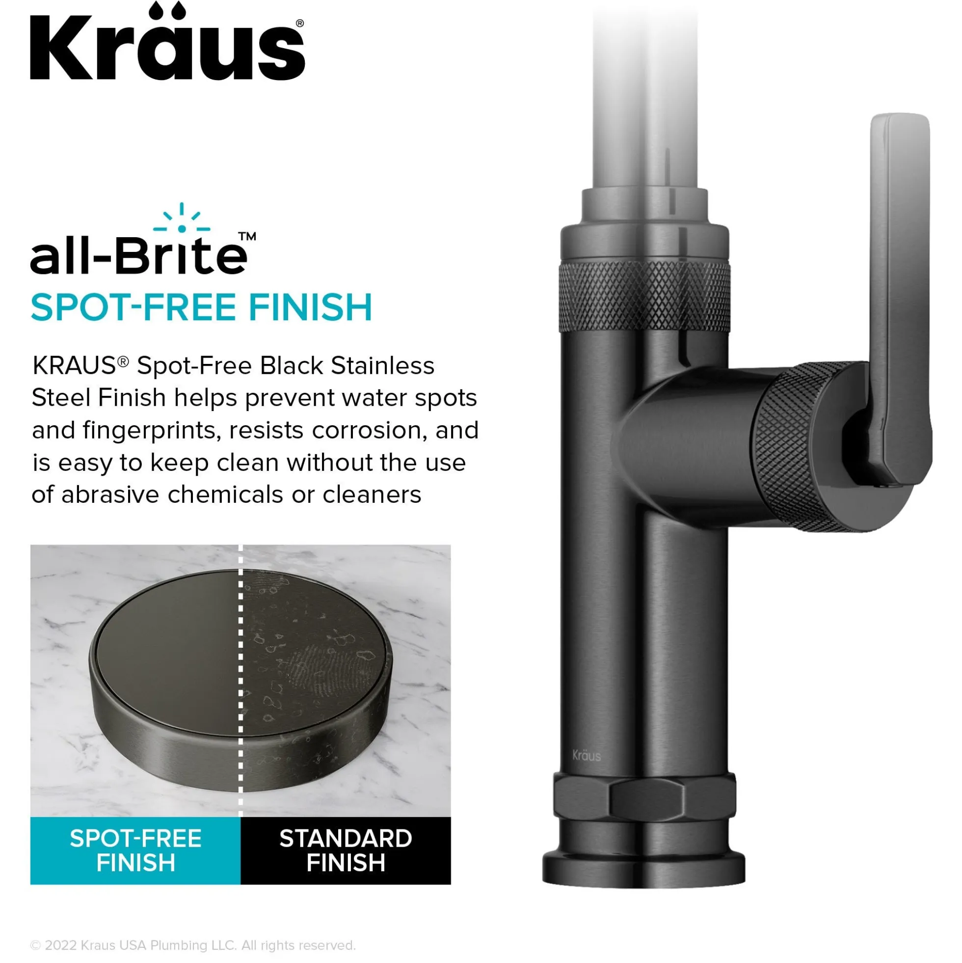 Industrial Pull-Down Single Handle Kitchen Faucet in Spot-Free Black Stainless Steel
