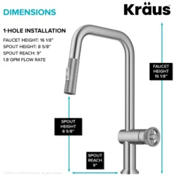 Industrial Pull-Down Single Handle Kitchen Faucet in Spot-Free Stainless Steel