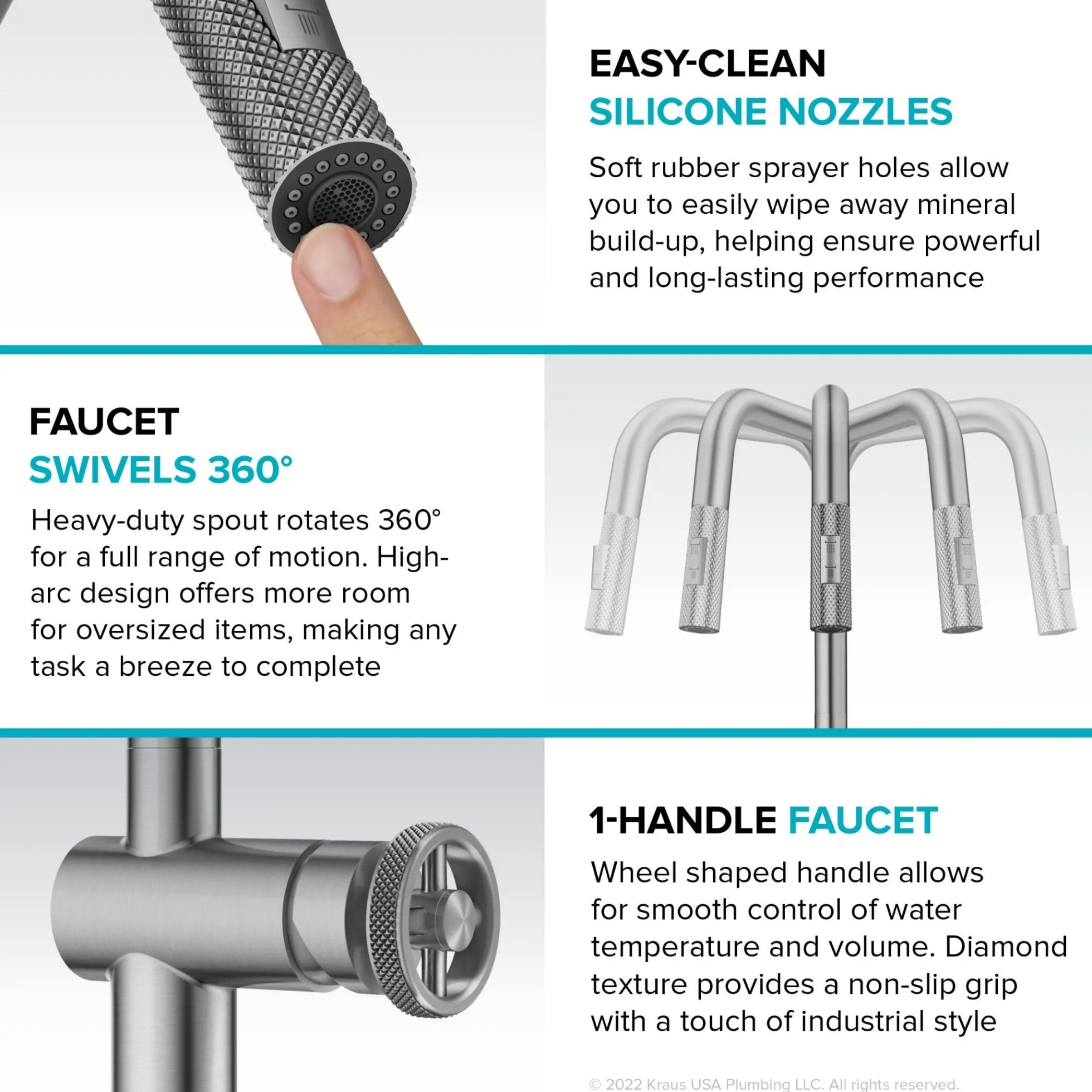 Industrial Pull-Down Single Handle Kitchen Faucet in Spot-Free Stainless Steel
