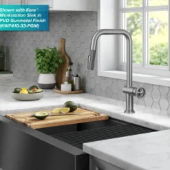 Industrial Pull-Down Single Handle Kitchen Faucet in Spot-Free Stainless Steel