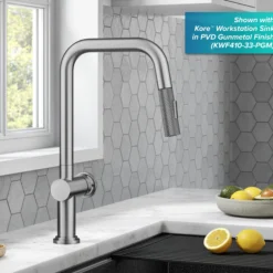 Industrial Pull-Down Single Handle Kitchen Faucet in Spot-Free Stainless Steel