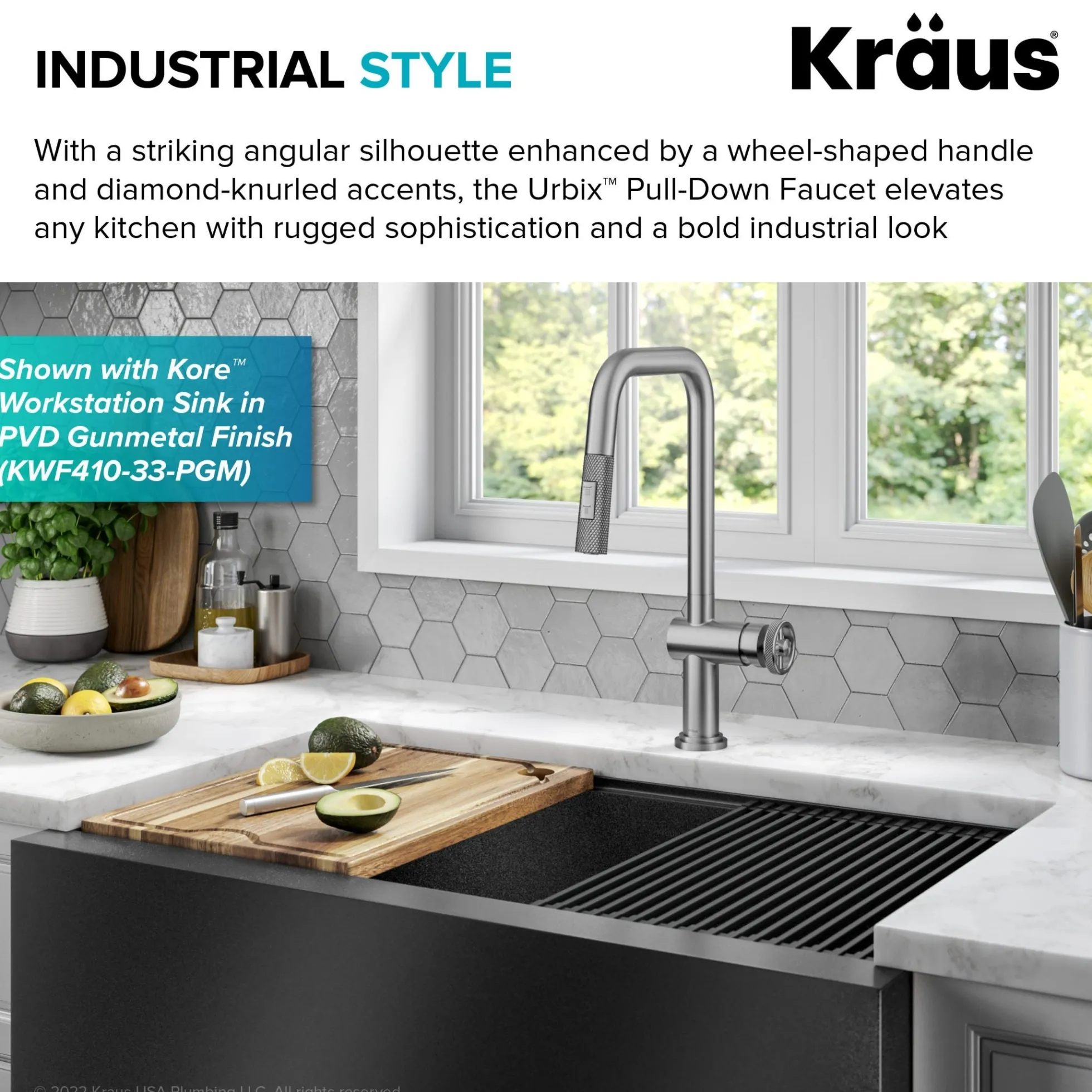 Industrial Pull-Down Single Handle Kitchen Faucet in Spot-Free Stainless Steel