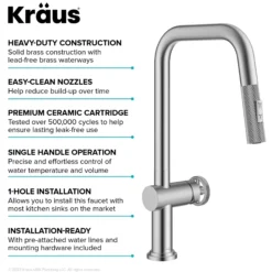 Industrial Pull-Down Single Handle Kitchen Faucet in Spot-Free Stainless Steel