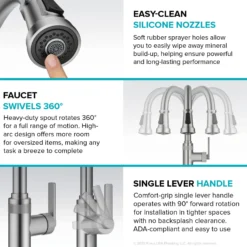 Industrial Pull-Down Single Handle Kitchen Faucet in Spot-Free Stainless Steel