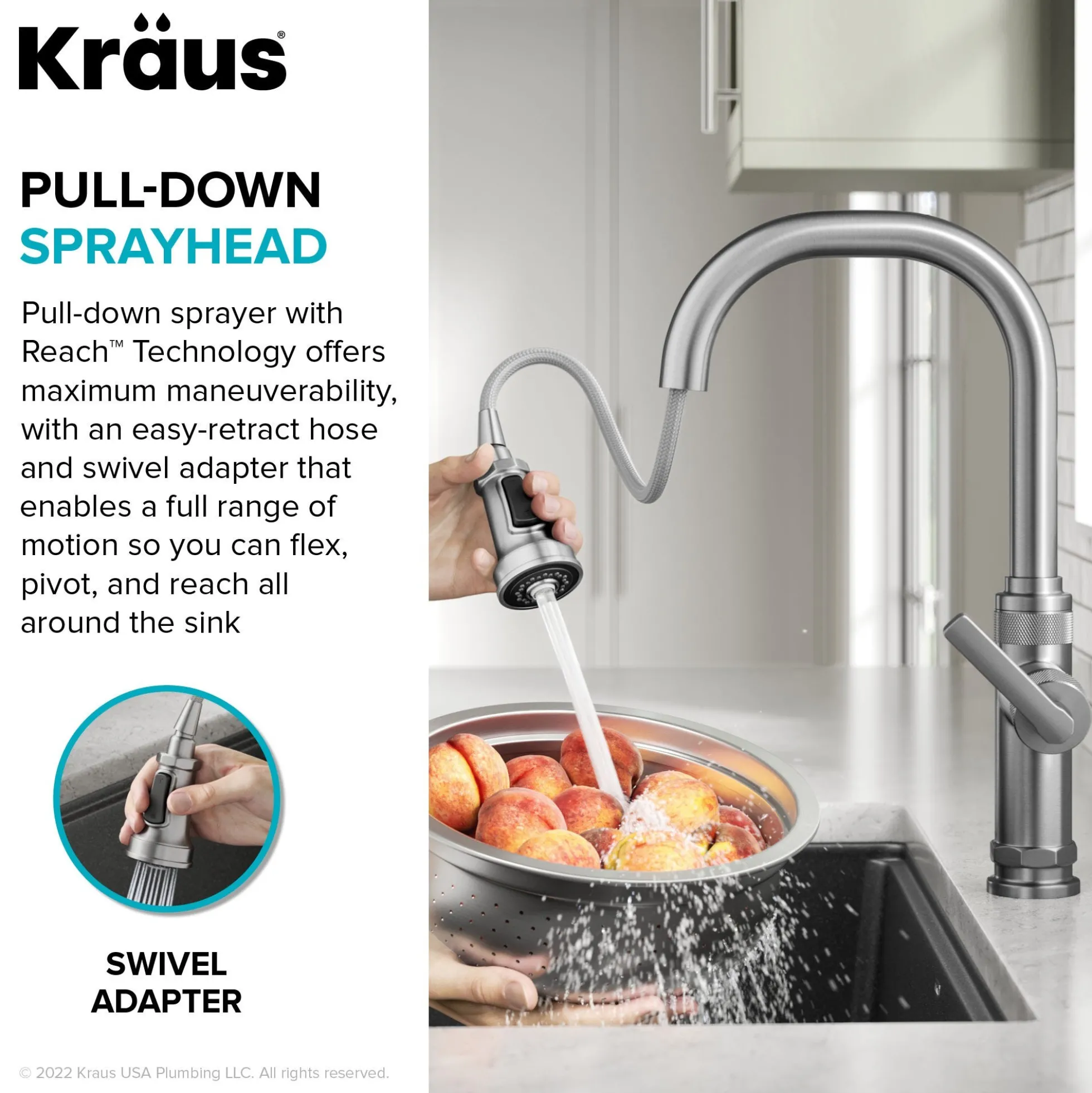 Industrial Pull-Down Single Handle Kitchen Faucet in Spot-Free Stainless Steel