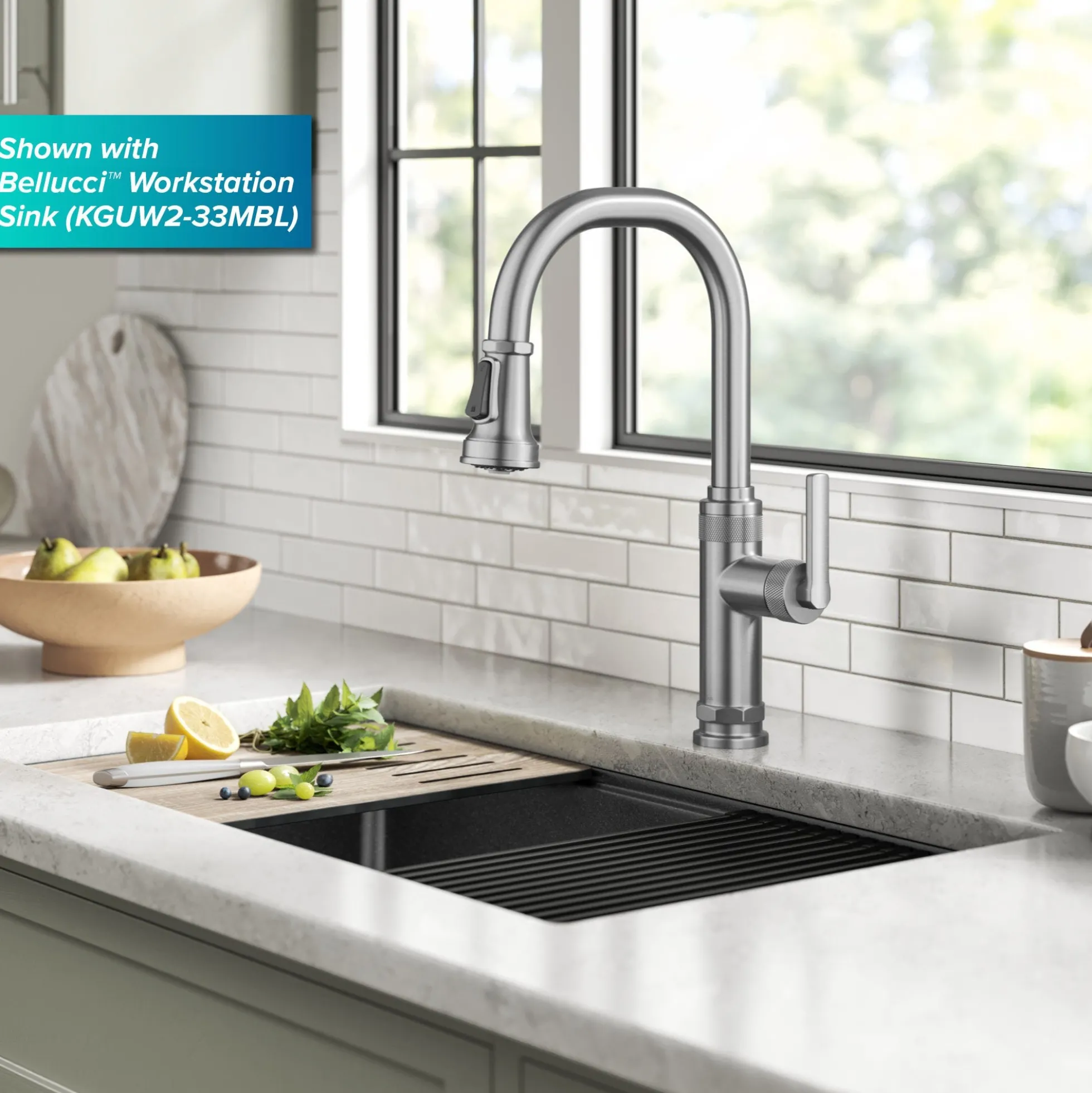 Industrial Pull-Down Single Handle Kitchen Faucet in Spot-Free Stainless Steel