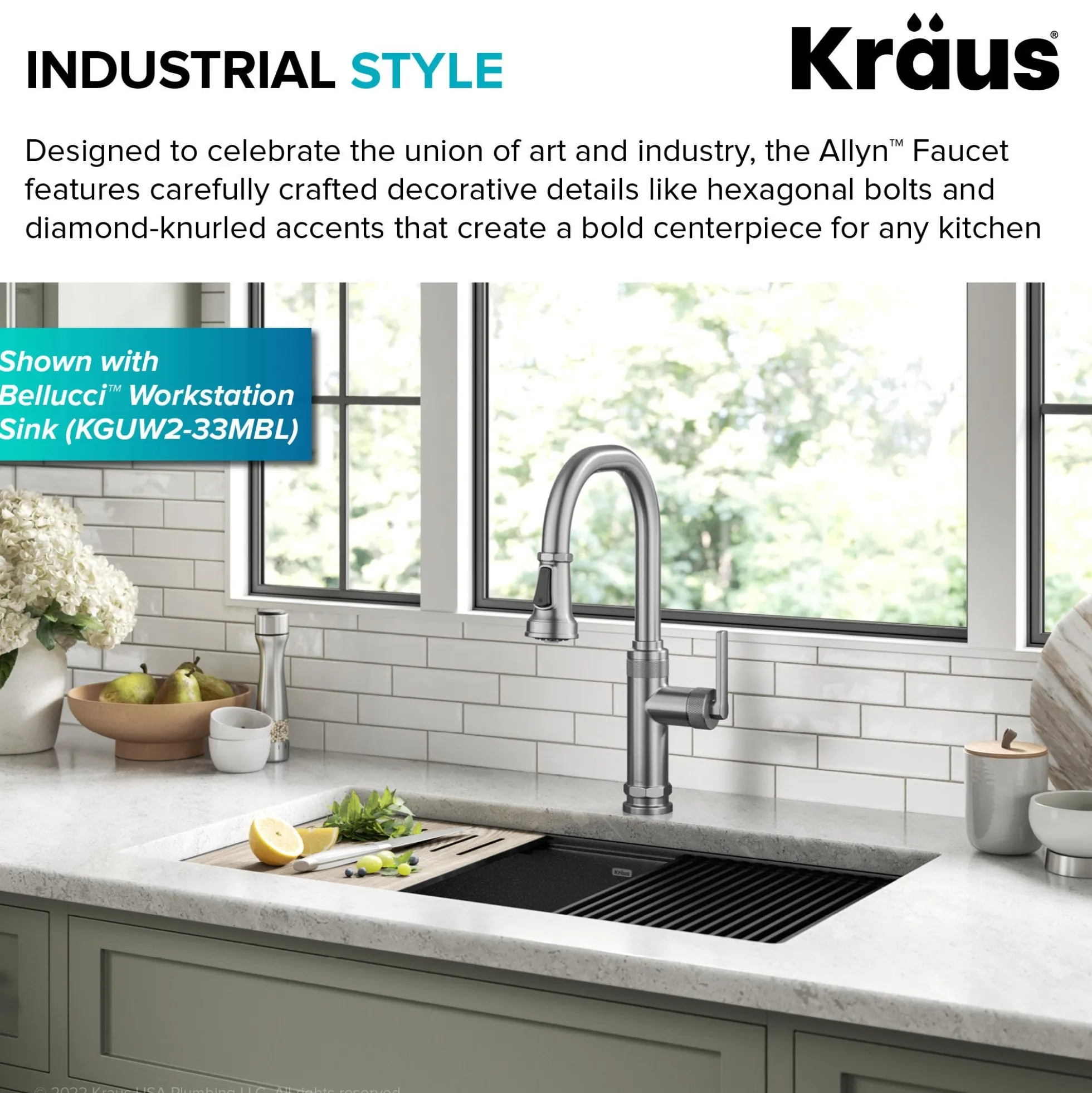 Industrial Pull-Down Single Handle Kitchen Faucet in Spot-Free Stainless Steel