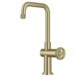 Industrial Single Handle Kitchen Bar Faucet in Brushed Gold