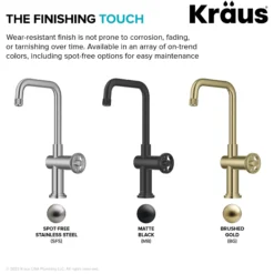 Industrial Single Handle Kitchen Bar Faucet in Brushed Gold