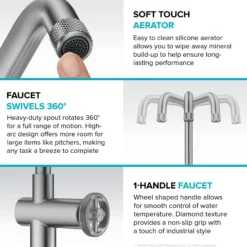 Industrial Single Handle Kitchen Bar Faucet in Brushed Gold