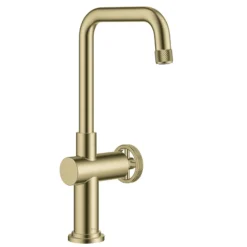Industrial Single Handle Kitchen Bar Faucet in Brushed Gold