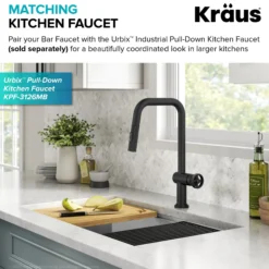 Industrial Single Handle Kitchen Bar Faucet in Faucet in Matte Black