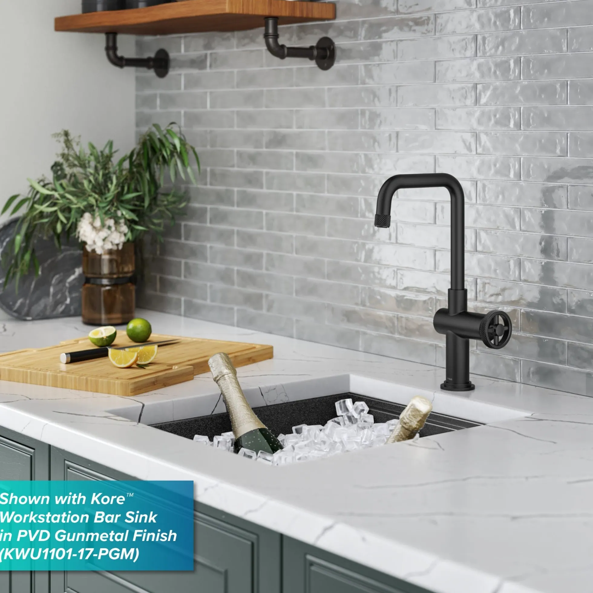 Industrial Single Handle Kitchen Bar Faucet in Faucet in Matte Black