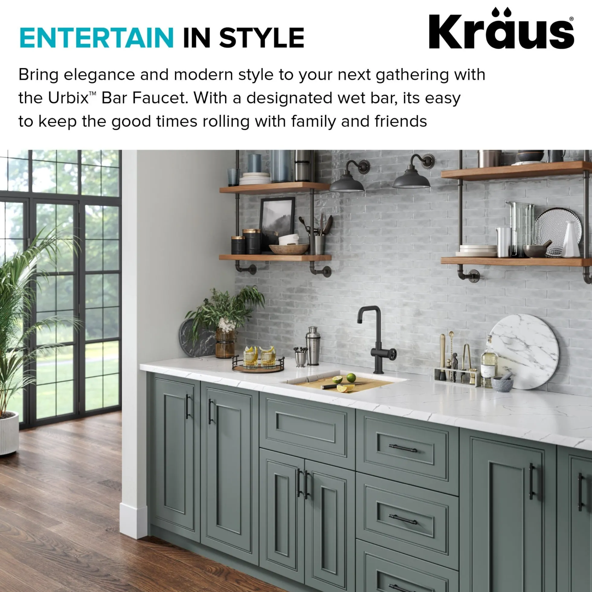 Industrial Single Handle Kitchen Bar Faucet in Faucet in Matte Black