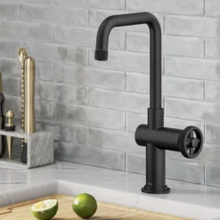 Industrial Single Handle Kitchen Bar Faucet in Faucet in Matte Black