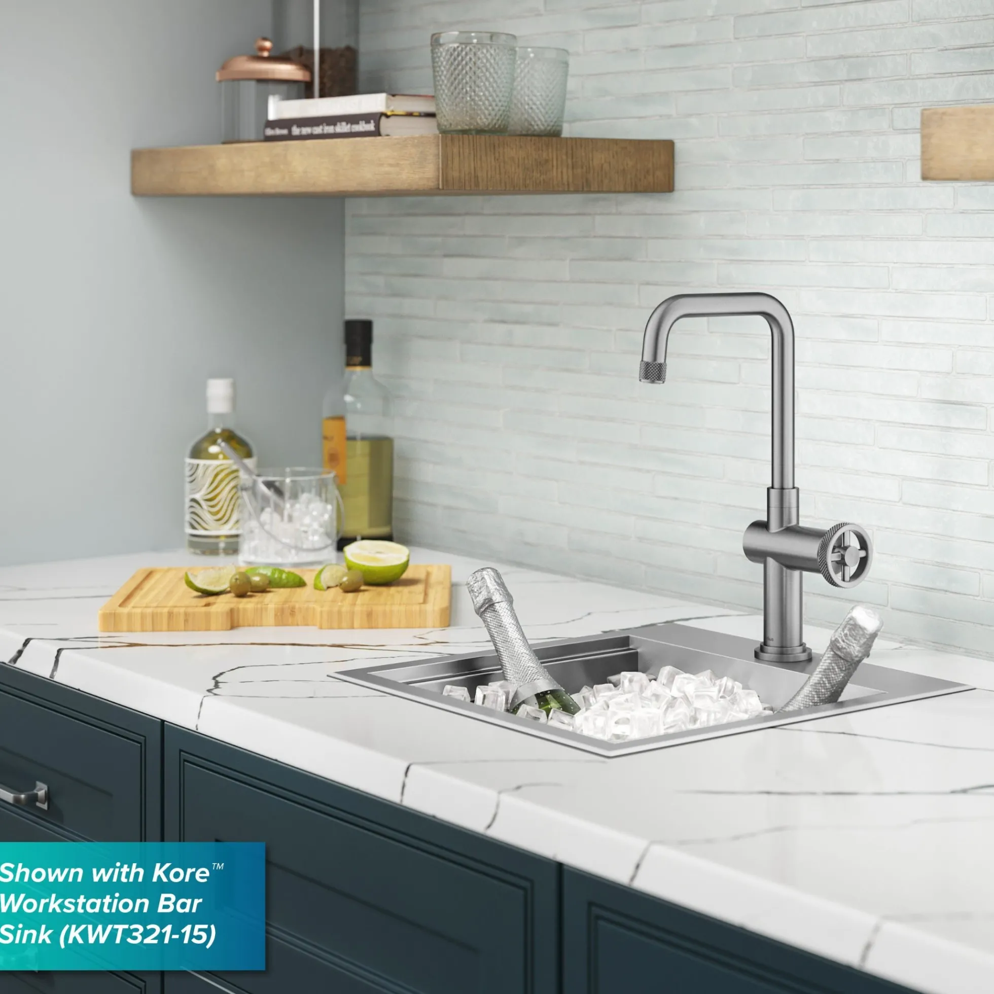 Industrial Single Handle Kitchen Bar Faucet in Spot-Free Stainless Steel