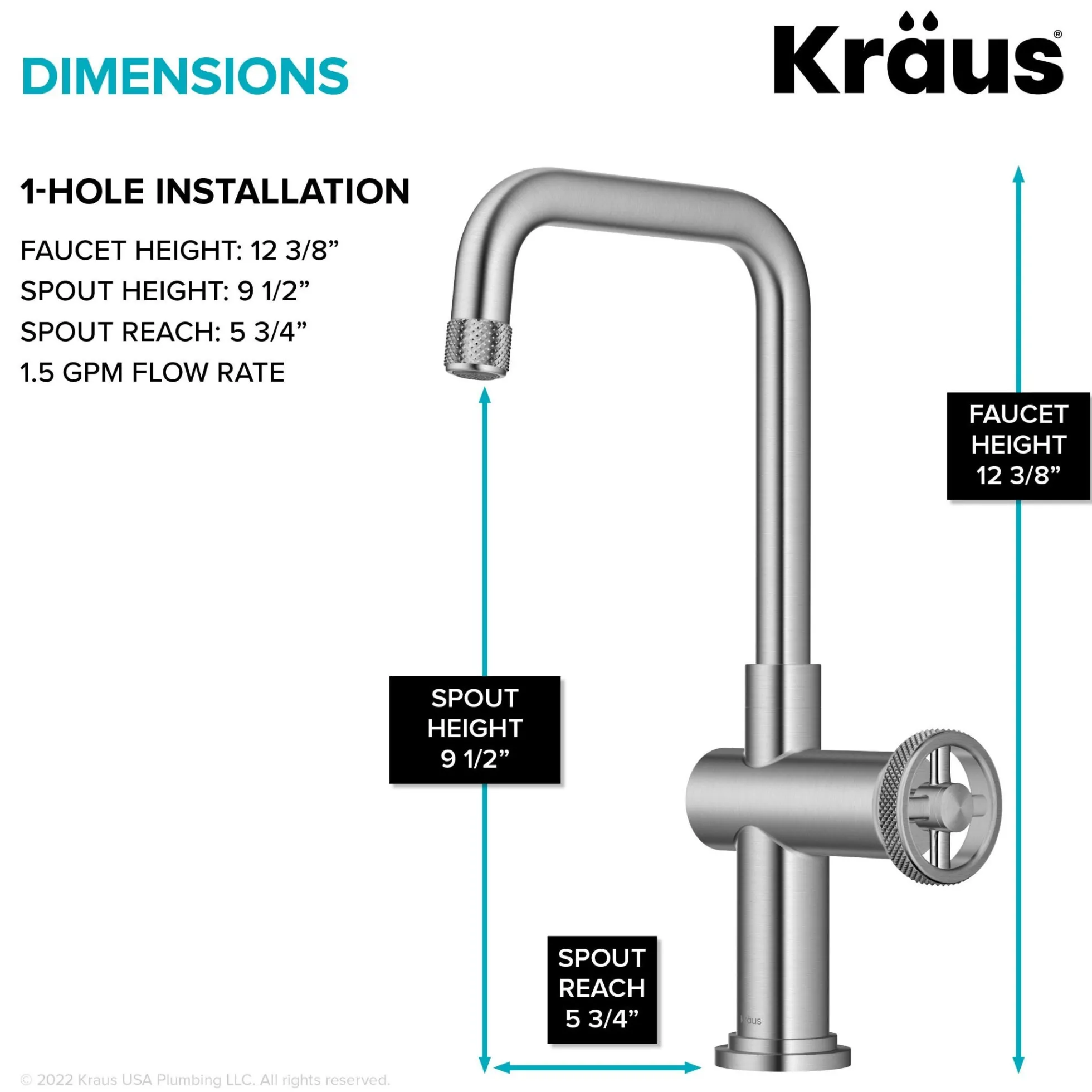 Industrial Single Handle Kitchen Bar Faucet in Spot-Free Stainless Steel