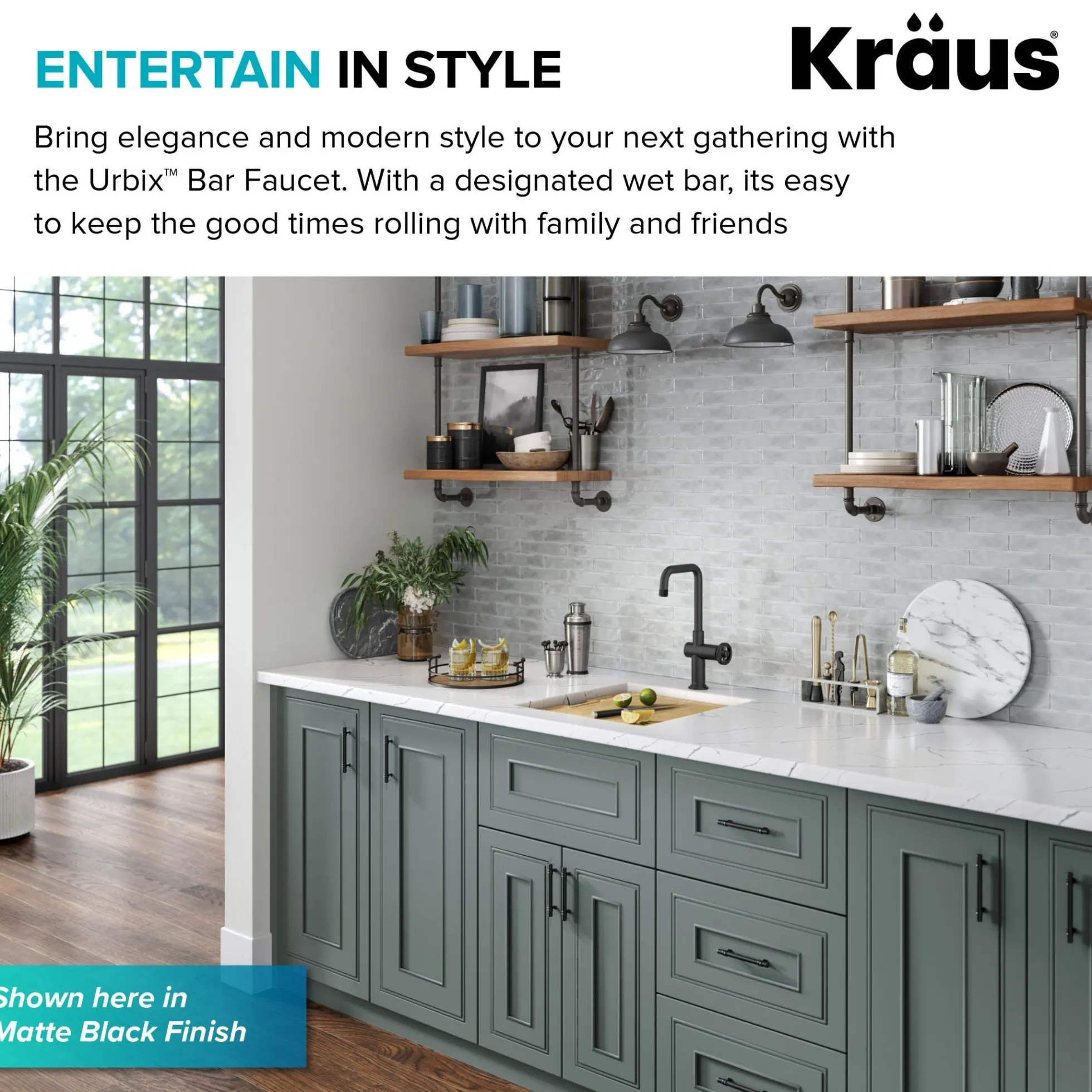 Industrial Single Handle Kitchen Bar Faucet in Spot-Free Stainless Steel