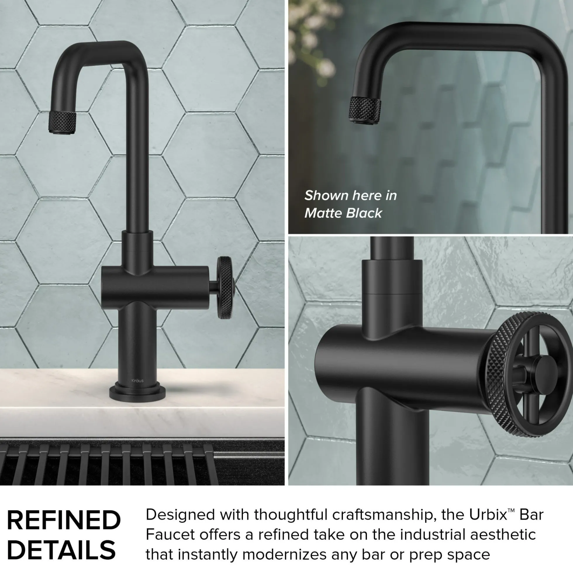 Industrial Single Handle Kitchen Bar Faucet in Spot-Free Stainless Steel