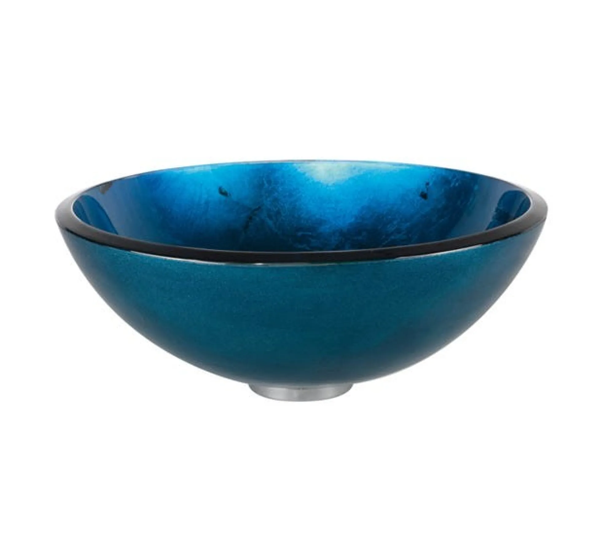 Irruption Blue Glass Vessel 16 1/2" Bathroom Sink w/ Pop-Up Drain in Satin Nickel