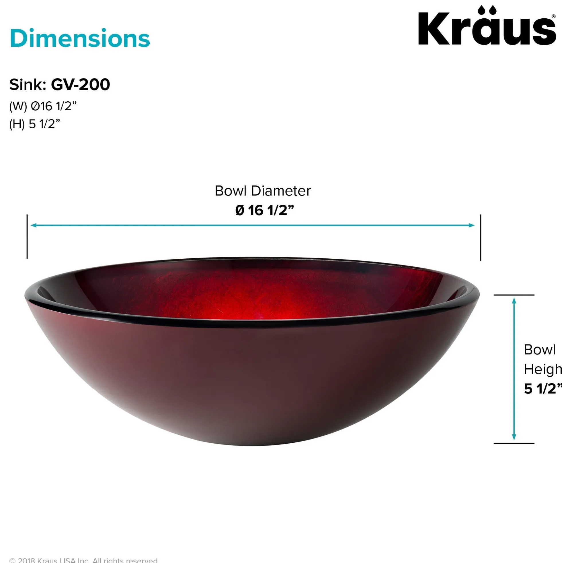 Irruption Red Glass Vessel 16 1/2" Bathroom Sink