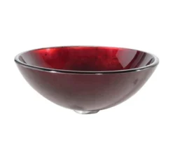 Irruption Red Glass Vessel 16 1/2" Bathroom Sink w/ Pop-Up Drain in Chrome