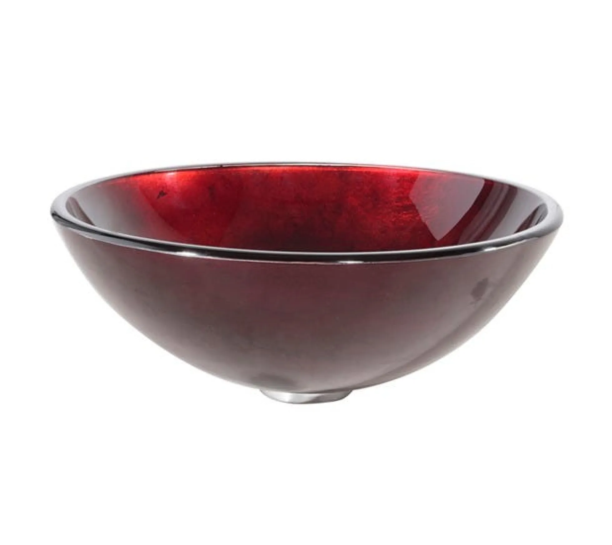 Irruption Red Glass Vessel 16 1/2" Bathroom Sink w/ Pop-Up Drain in Chrome