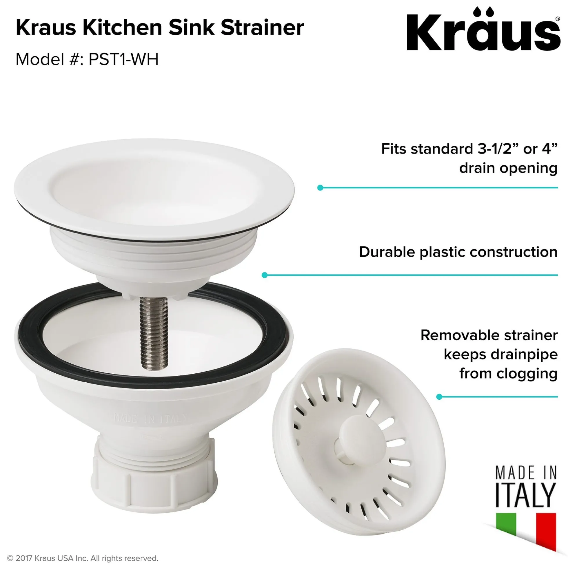 Kitchen Sink Strainer in White