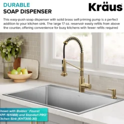 Kitchen Soap and Lotion Dispenser in Spot-Free Brushed Brass