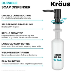 Kitchen Soap and Lotion Dispenser in Spot-Free Black Stainless Steel