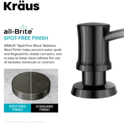 Kitchen Soap and Lotion Dispenser in Spot-Free Black Stainless Steel