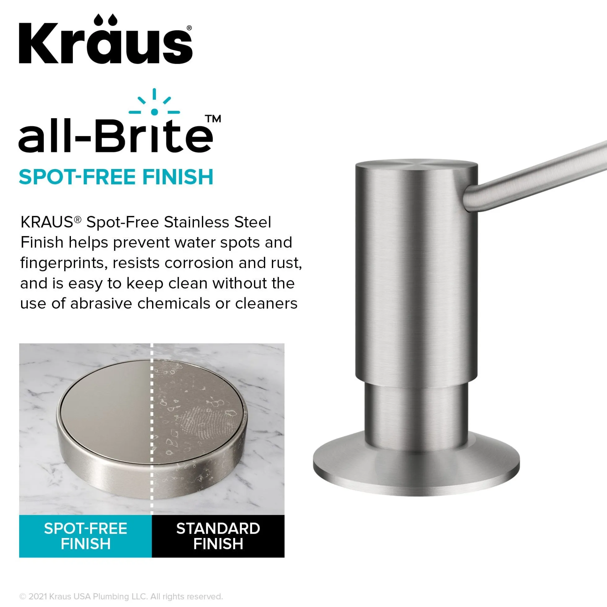 Kitchen Soap and Lotion Dispenser in Spot Free Stainless Steel