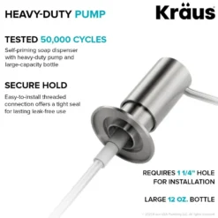 Kitchen Soap and Lotion Dispenser in Spot Free Stainless Steel