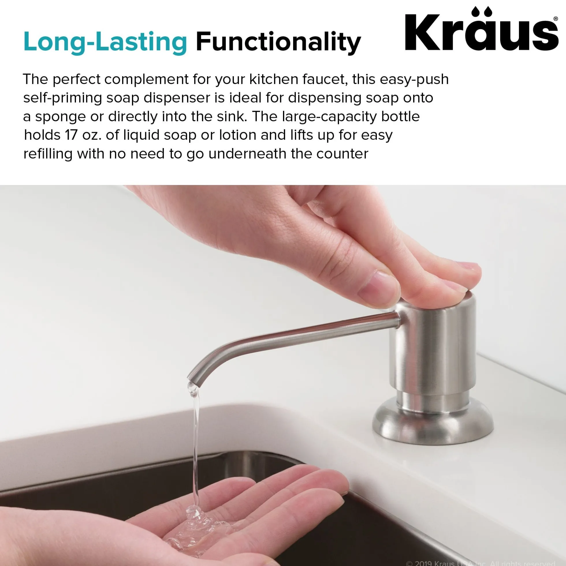 Kitchen Soap and Lotion Dispenser in Stainless Steel