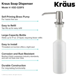 Kitchen Soap and Lotion Dispenser in Spot Free Stainless Steel