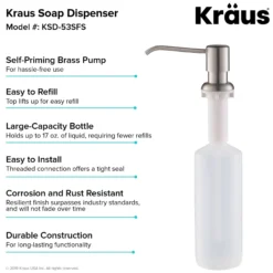Kitchen Soap and Lotion Dispenser in Spot Free Stainless Steel