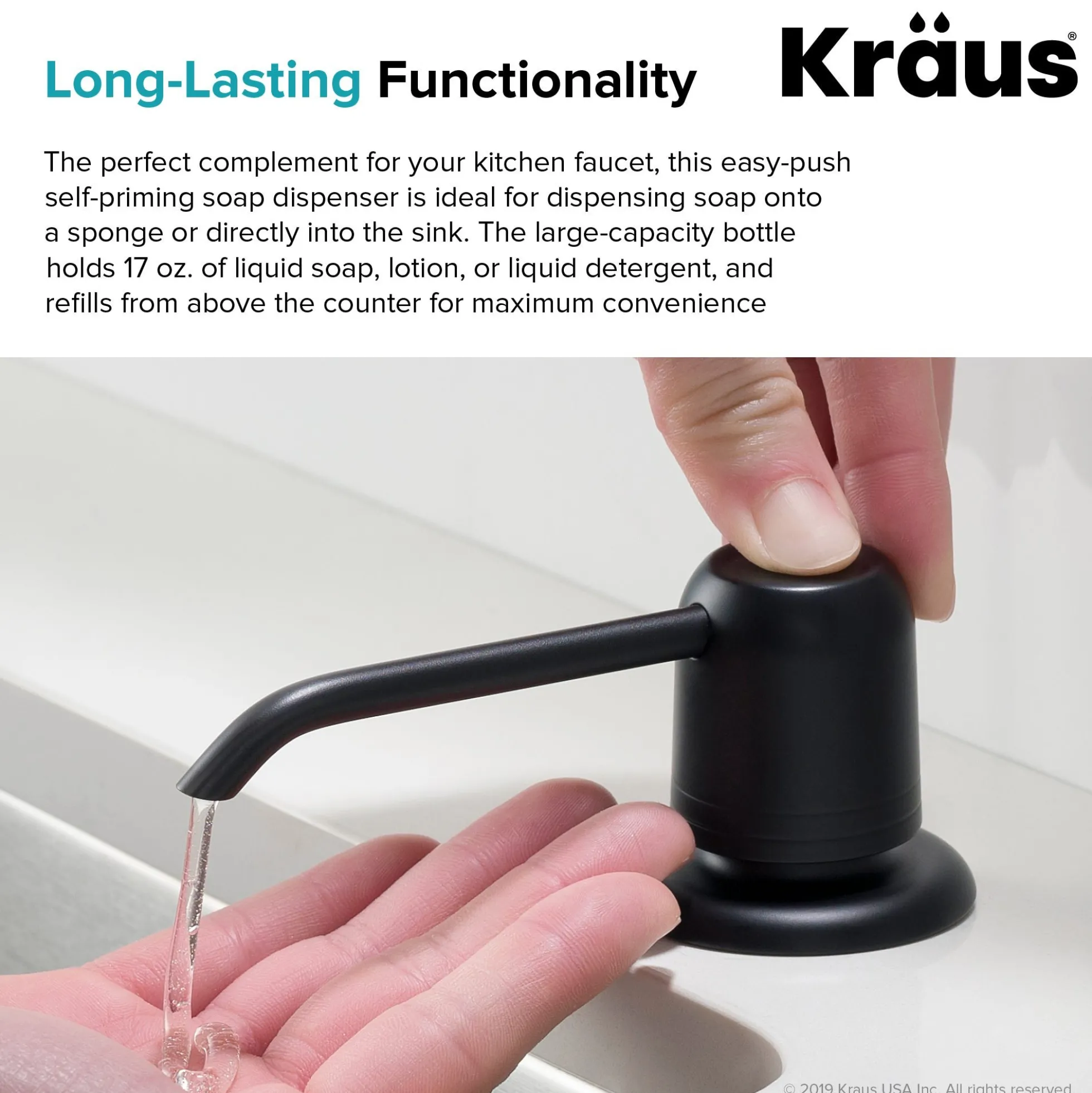 Kitchen Soap and Lotion Dispenser in Matte Black