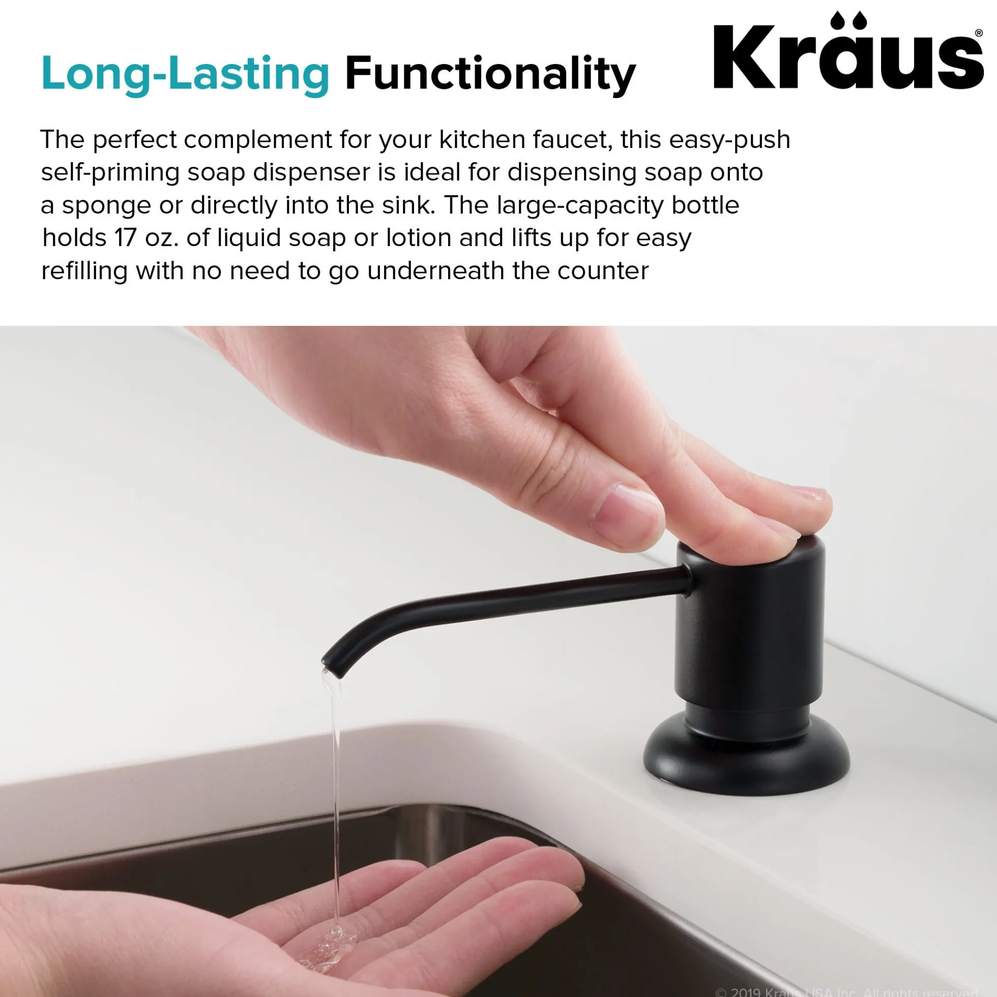 Kitchen Soap and Lotion Dispenser in Matte Black