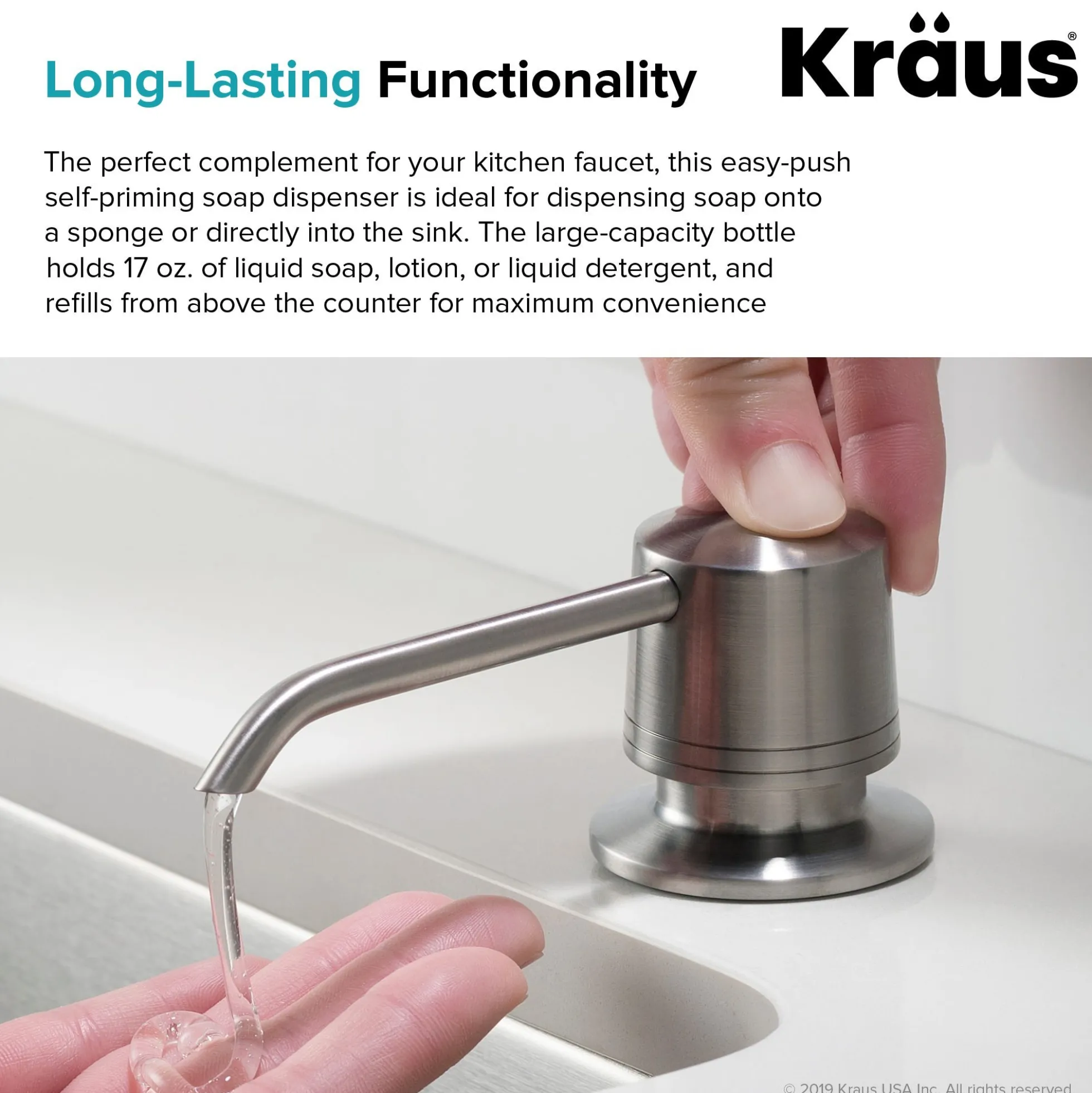 Kitchen Soap and Lotion Dispenser in Spot Free Stainless Steel