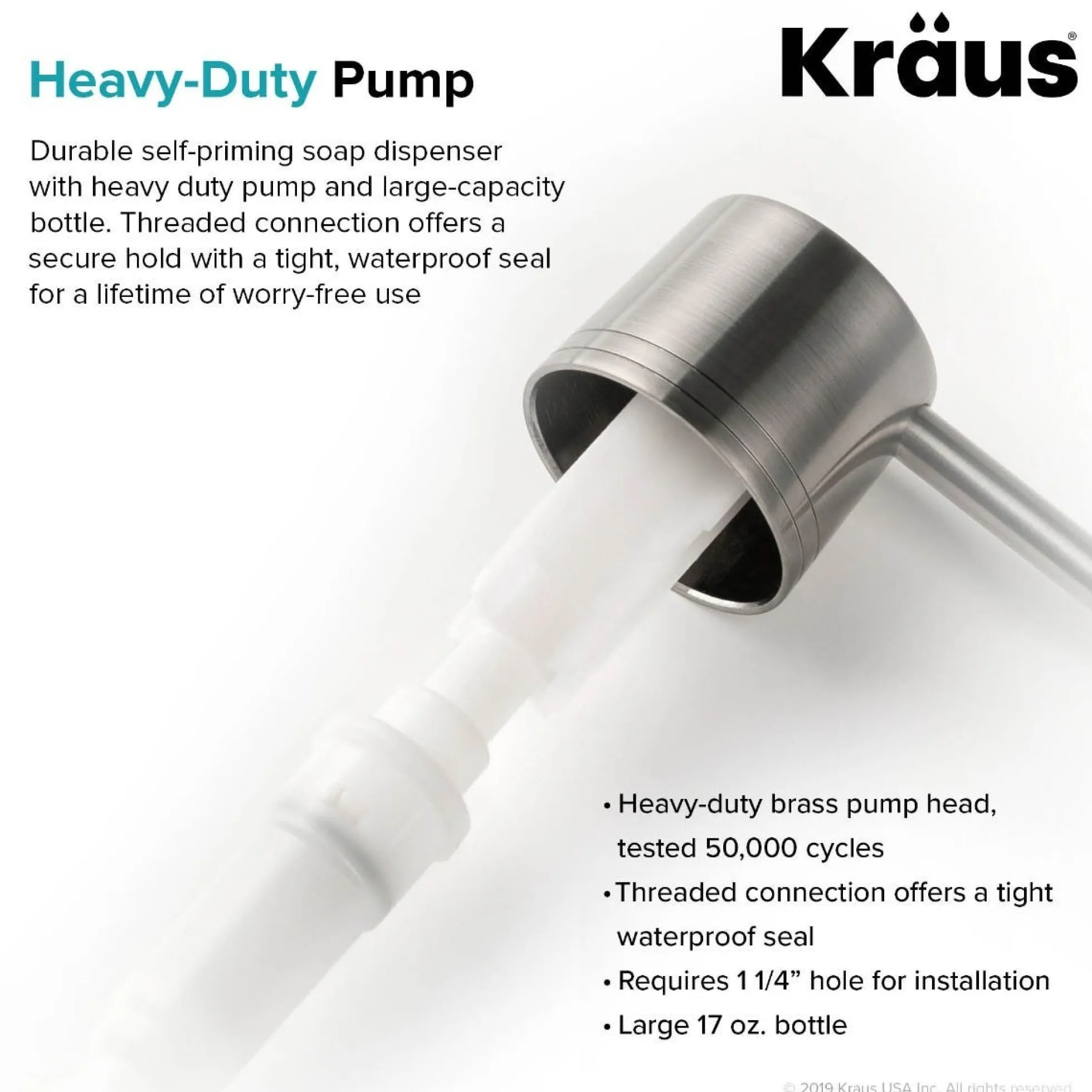 Kitchen Soap and Lotion Dispenser in Spot Free Stainless Steel