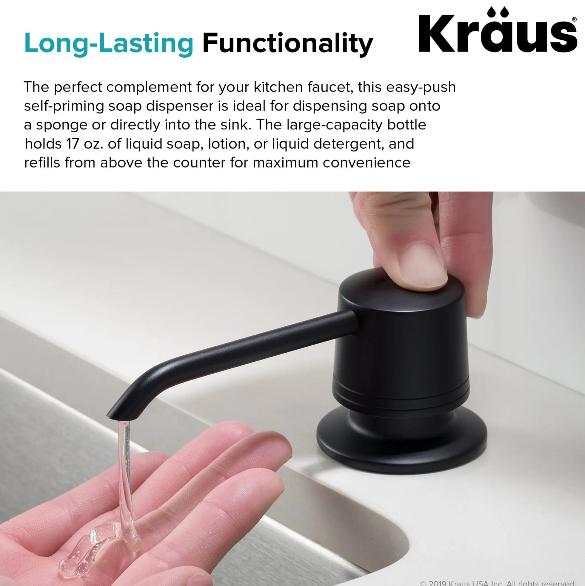 Kitchen Soap and Lotion Dispenser in Matte Black