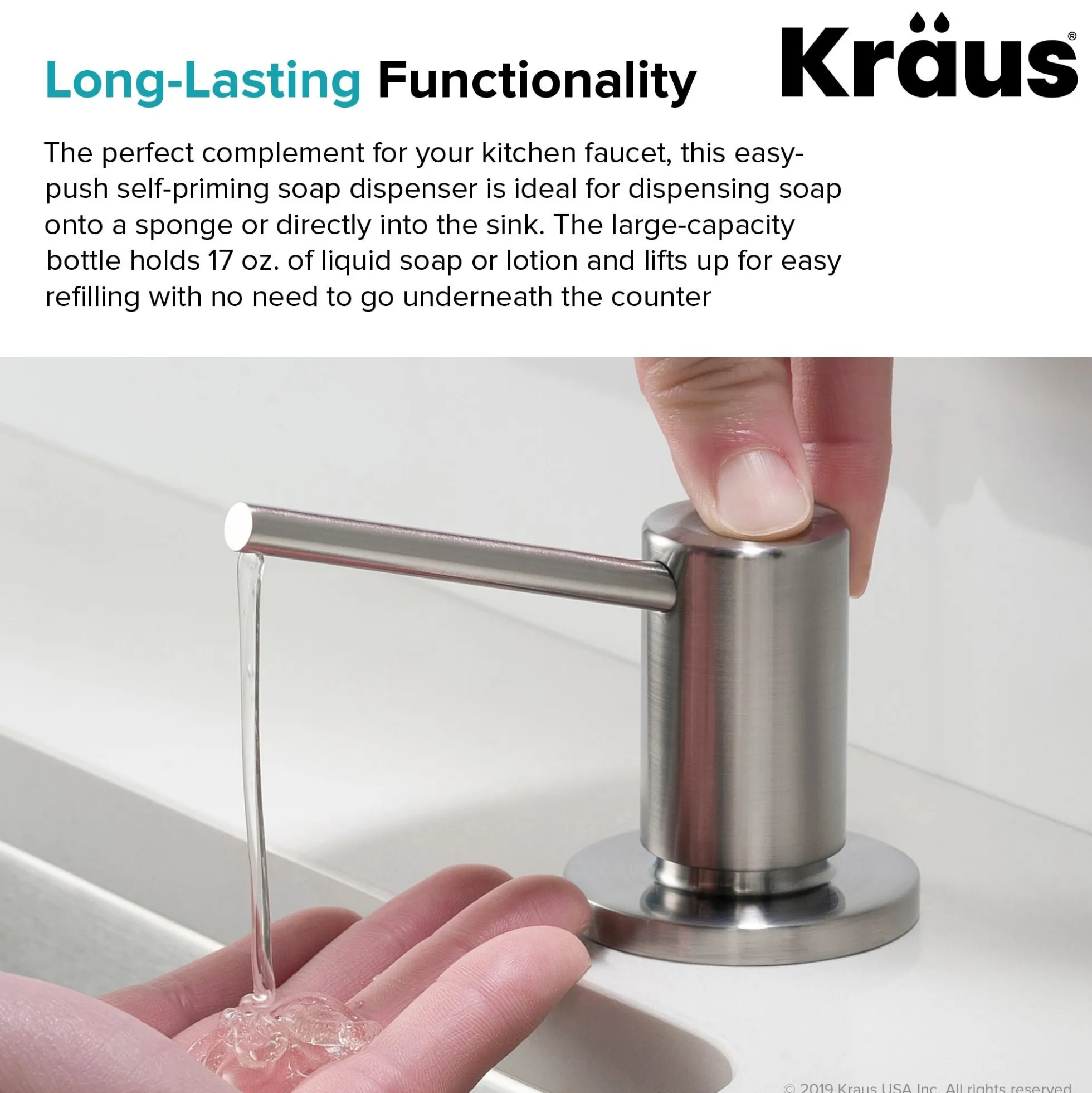 Kitchen Soap and Lotion Dispenser in Spot Free Stainless Steel