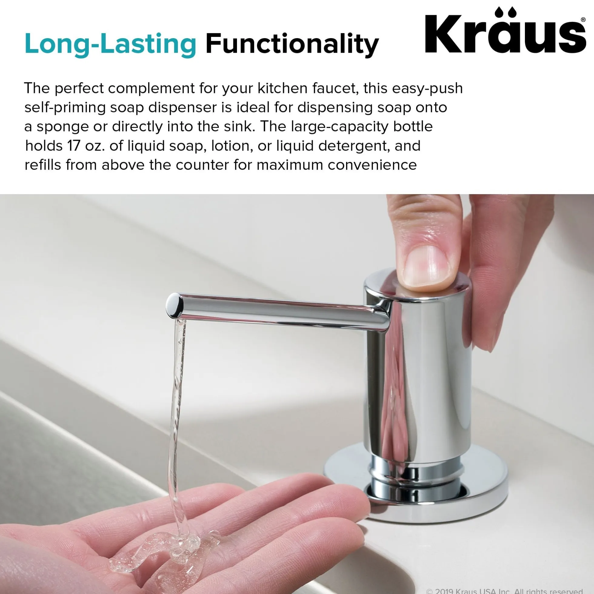 Kitchen Soap and Lotion Dispenser in Chrome