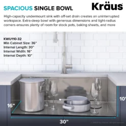 Kore™ Workstation 32-inch Undermount 16 Gauge Single Bowl Stainless Steel Kitchen Sink with Accessories (Pack of 5) with WasteGuard™ Continuous Feed Garbage Disposal