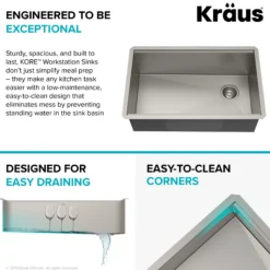 Kore™ Workstation 30-inch Undermount 16 Gauge Single Bowl Stainless Steel Kitchen Sink with Accessories (Pack of 5) with WasteGuard™ Continuous Feed Garbage Disposal